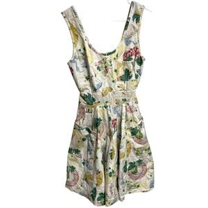 Vintage Picnic Farm Themed Apron Pocket Dress Teacher Cottagecore Twee Size S